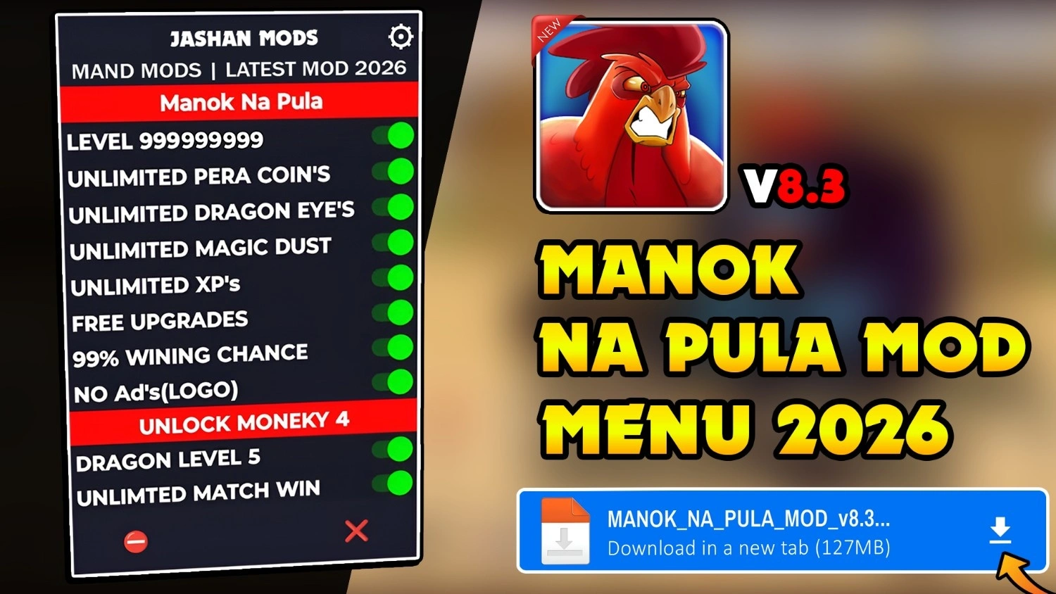 Manok Na Pula MOD MENU v8.3 (2026) – Unlimited Money Cover
